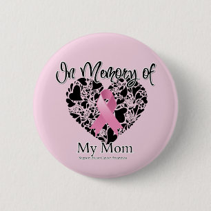 Badge Rond 5 Cm En mémoire de ma mère - Sensibilisation au cancer 