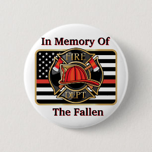 Badge Rond 5 Cm En Mémoire Du Bouton Pompiers