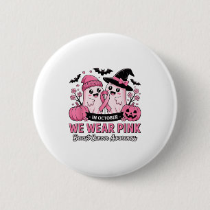 Badge Rond 5 Cm En Octobre, Nous Portons Nk Cute Ghost Cancer Du S