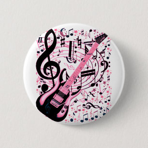Badge Rond 5 Cm En rose, roche et rouleau_