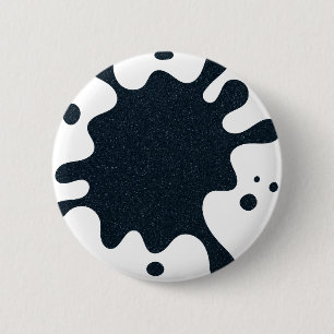 Badge Rond 5 Cm Encre Éclaboussure Bouton Blanc & Charbon – Person