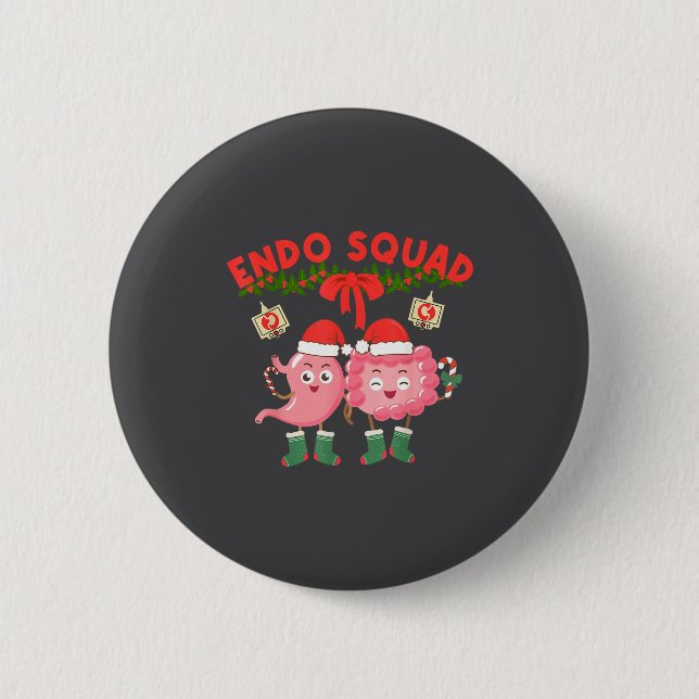Badge Rond 5 Cm Endo Squad Nurse Stomach Santa Hat Endoscopy Tech  (Devant)