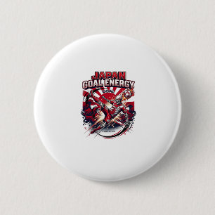 Badge Rond 5 Cm Énergie de l'objectif du Japon Squelette Attaquant