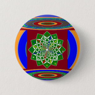 Badge Rond 5 Cm Énergie de roue de la FLEUR CHAKRA : Vert vert