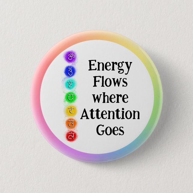 Badge Rond 5 Cm Energy Flows Chakra Alignment Spiritual Awareness (Devant)