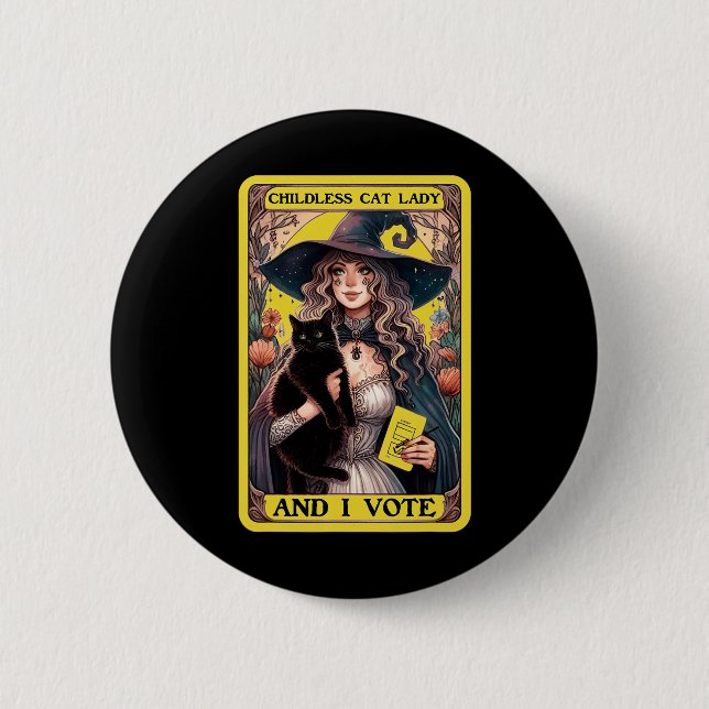 Badge Rond 5 Cm Enfant Chat Lady Et Moi Votons (Devant)