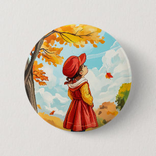 Badge Rond 5 Cm Enfant d'automne