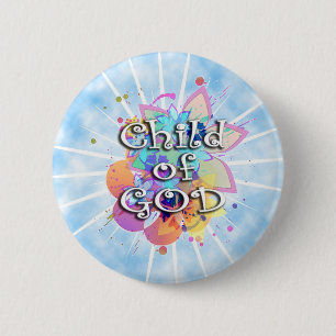 Badge Rond 5 Cm Enfant de Dieu, en pastel
