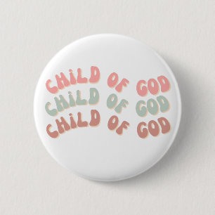 Badge Rond 5 Cm Enfant de Dieu Vagues rétro