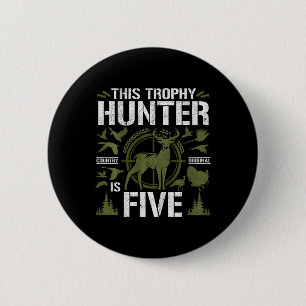 Badge Rond 5 Cm Enfants 5 ans Chasse Anniversaire Fête Canard Deer