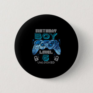 Badge Rond 5 Cm Enfants 5ème Anniversaire Joueur Niveau 5 Débloqué