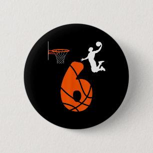 Badge Rond 5 Cm Enfants 6 ans Slam Dunk Son 6ème anniversaire Bysk