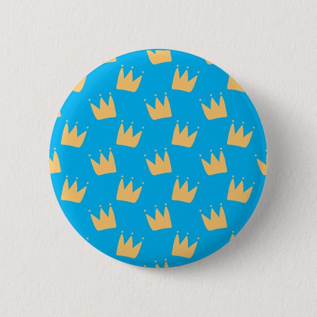 Badge Rond 5 Cm Enfants à couronne jaune bleu customisé (Devant)