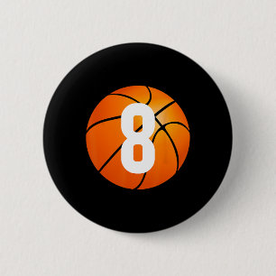 Badge Rond 5 Cm Enfants Basketball - 8 ans Anniversaire
