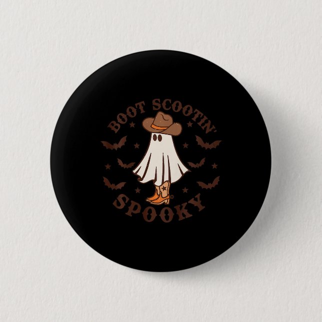 Badge Rond 5 Cm Enfants Boot Scootin Éffrayant Halloween Retro F (Devant)