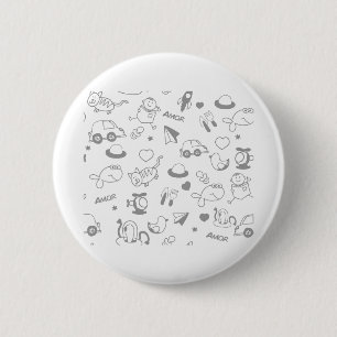 Badge Rond 5 Cm Enfants Dessins Bébé Poisson Chat Motif Livre de v