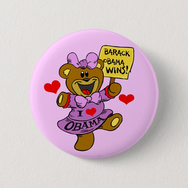 BADGE ROND 5 CM ENFANTS D'OURS DE VICTOIRES D'OBAMA (Devant)