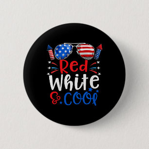 Badge Rond 5 Cm Enfants garçons patriotiques rouges blancs et cool
