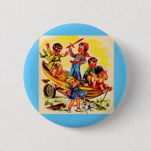 Badge Rond 5 Cm enfants jouant au pirate