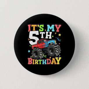 Badge Rond 5 Cm Enfants Monster Camion Mon 5e anniversaire garçon