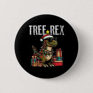 Badge Rond 5 Cm Enfants Noël Dinosaure Arbre Rex Xmas Trex Toddler