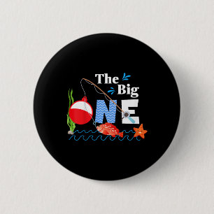 Badge Rond 5 Cm Enfants pêchant le gros poisson pour leur 1ère pre