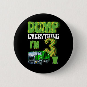Badge Rond 5 Cm Enfants Recyclage des ordures 3 ans Vieux camion à