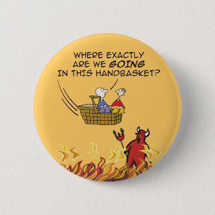 Badge Rond 5 Cm Enfer dans un bouton de panier