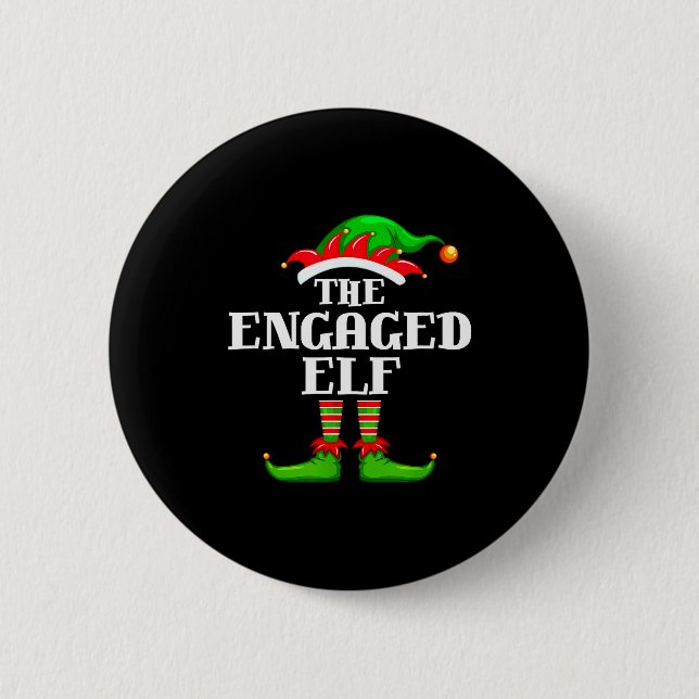 Badge Rond 5 Cm Engaged Elf Matching Family Group Christmas Party  (Devant)