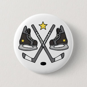 Badge Rond 5 Cm . Engin de hockey sur glace
