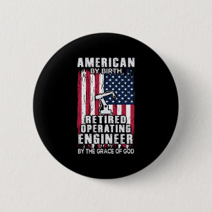Badge Rond 5 Cm Engineer American Retired Operating Engineer