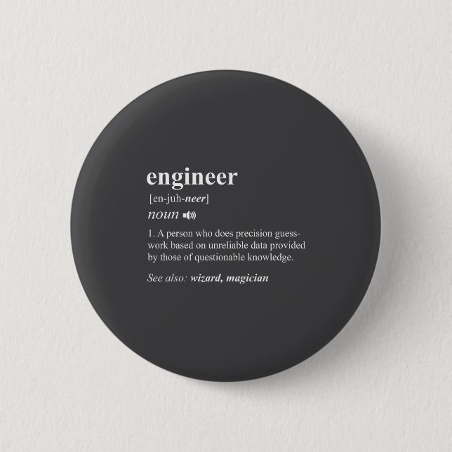 Badge Rond 5 Cm Engineer Definition Funny Engineering Mechanical C (Devant)