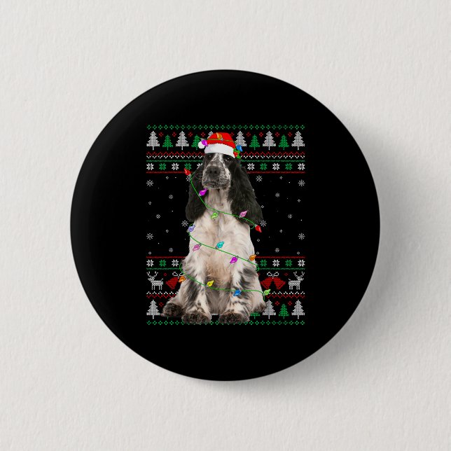 Badge Rond 5 Cm English Springer Spaniel Dog Christmas Ugly Sweate (Devant)