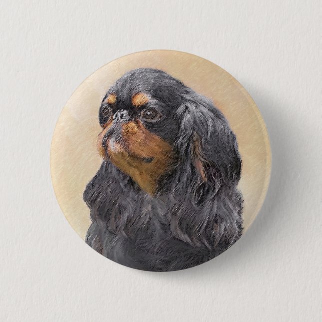 Badge Rond 5 Cm English Toy Spaniel Peinture Animal Art original (Devant)