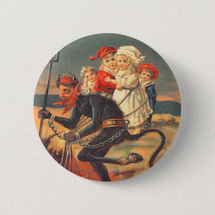 Badge Rond 5 Cm Enlèvement de Krampus des enfants