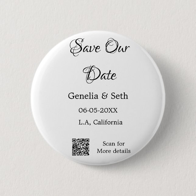 Badge Rond 5 Cm Enregistrer la date simple minimum détails du code (Devant)