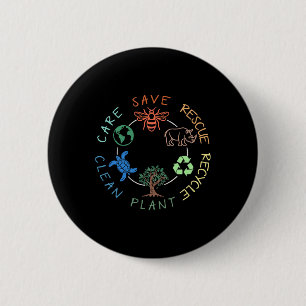 Badge Rond 5 Cm Enregistrer les abeilles Secourir les animaux Recy