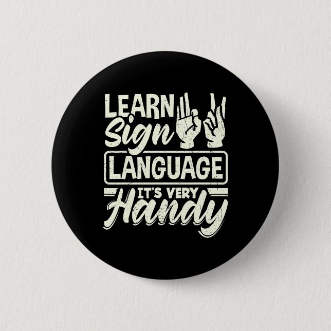 Badge Rond 5 Cm Enseignant Alphabet Langue Chanté Américaine Son T (Devant)
