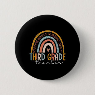 Badge Rond 5 Cm Enseignant de troisième année Enseigner l'amour In