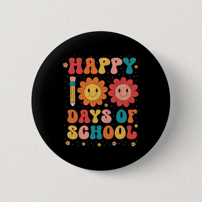 Badge Rond 5 Cm Enseignant Étudiant 100ème Jour De L'École Joyeux  (Devant)