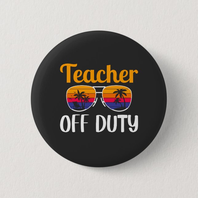 Badge Rond 5 Cm Enseignant hors service, Cadeau d'enseignant, Vaca (Devant)