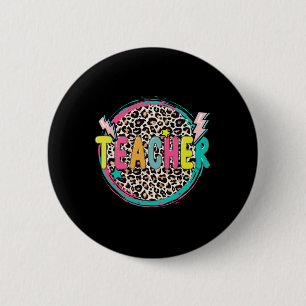 Badge Rond 5 Cm Enseignant léopard jour heureux de la rentrée Ense