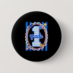Badge Rond 5 Cm Enseignant rayé rétro de première année 1ère année