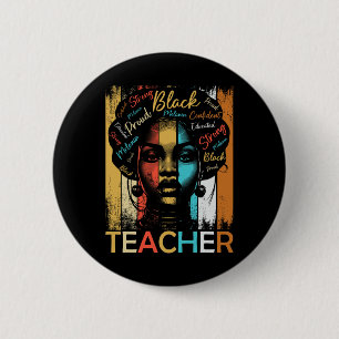 Badge Rond 5 Cm Enseignante d'Histoire Noire Femmes afro-américain