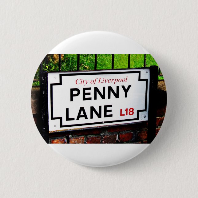 Badge Rond 5 Cm enseigne Penny Lane Liverpool England (Devant)