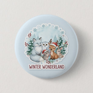 Badge Rond 5 Cm Ensemble de boutons d'animaux mignons d'hiver
