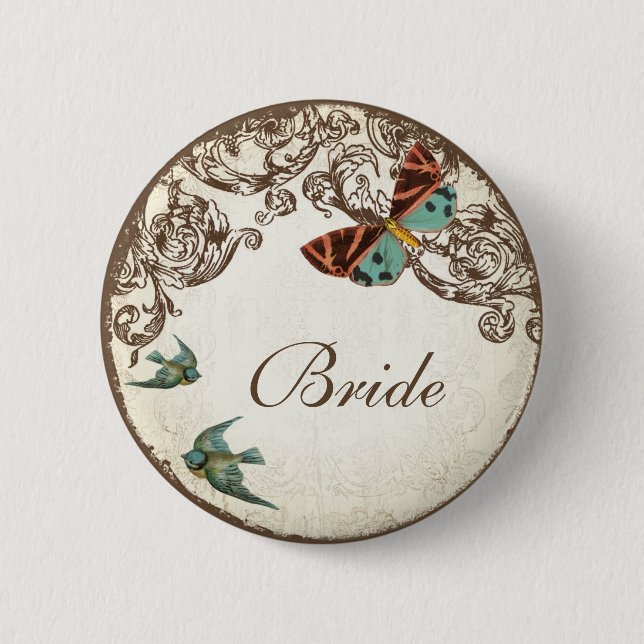 Badge Rond 5 Cm Ensemble Mariage Botanica (Devant)