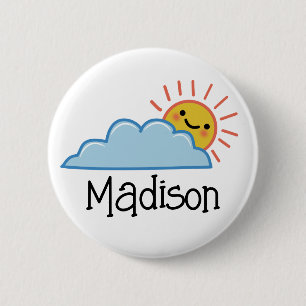 Badge Rond 5 Cm Ensoleillement et nuages personnalisés