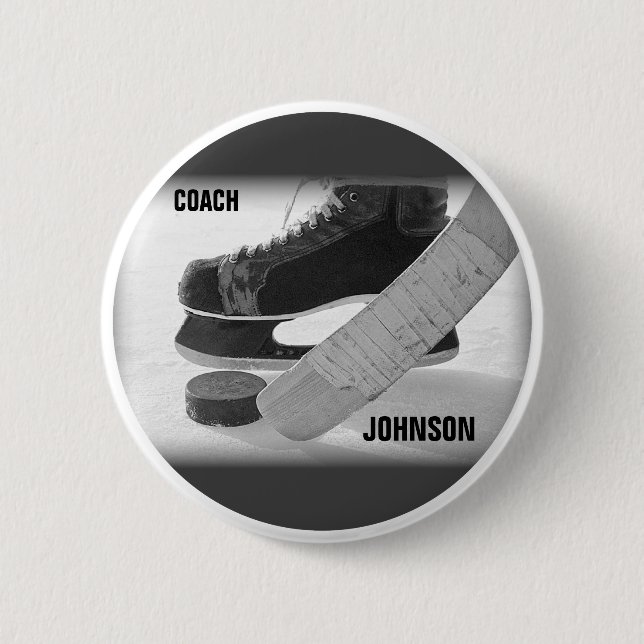 Badge Rond 5 Cm Entraîneur de hockey sur glace Merci (Devant)