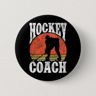 Badge Rond 5 Cm Entraîneur de hockey sur glace vintage Entraîneur